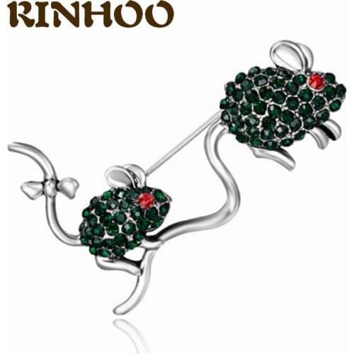 RINHOO Cute Rhinestone Mouse Rat Brooches For Women Kids Coat Clothes Buckles Jewelry Lovely Scarf Bag Clip Pin Birthday Gifts