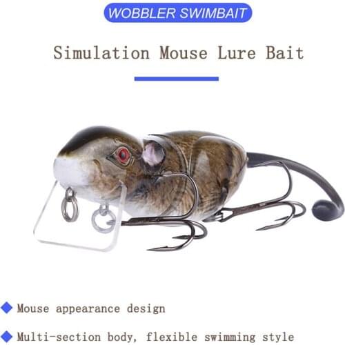 RQNQ 1PCS 9cm 22.5g 2021 New Rat Fishing Lure Realistic Mouse Vivid 3D Eyes Swim Bait Lifelike Fishing Wobbler Tackle