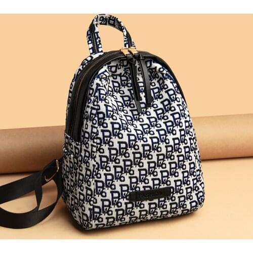 Classic Luxury Letter Printing Backpack Female Anti-theft Fashion Trend Retro Small Backpack Oxford Fabric Women Travel Backpack