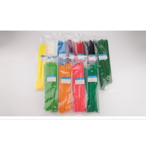 Color self locking nylon cable tie 5*300mm 4.7mm width width plastic bundle wire cable tie red yellow green 100PCS