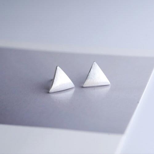 925 Sterling SV Earrings Brush Triangle Stud Necklace Korean Style Simple SV Jewelry Earrings Hypoallergenic