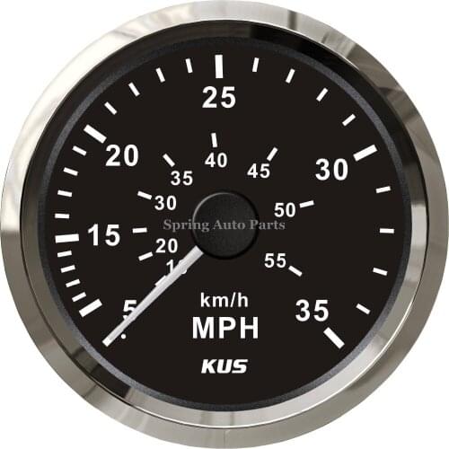 KUS 85mm black stainless steel bezel speedometer 0-35MPH for boat