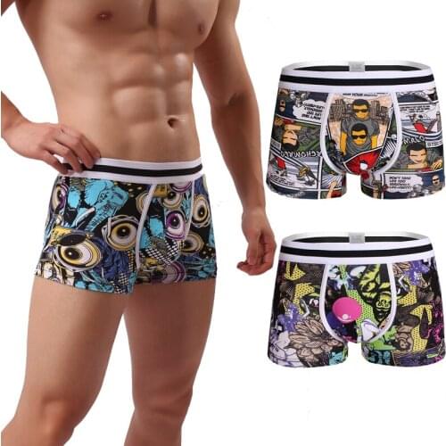 Print Boxer Trunk Low Waist U Bag Cotton Underwear Fashion Summer Boxers Comfortable Breathable Homme Sexy Boxers Sexy Cheap