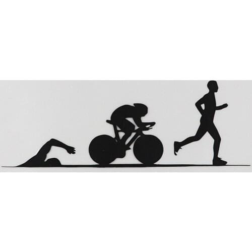 Sport Running Swimming Cycling Triathlon Vinyl Cover Scratches Waterproof Car Sticker Window Windshield Accessories Black/Silver
