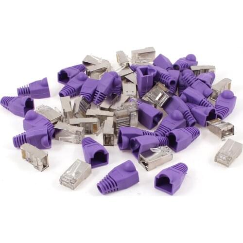 YOC Hot 30 Pcs Metal Shielded 8P8C RJ45 Plug Network Connectors Sleeve