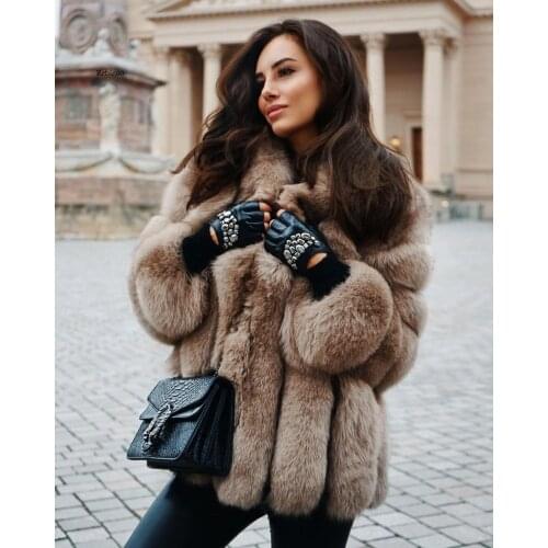 Winter Faux Fox Fur Coat Women Slim Faux Fur Jacket Long Coat Winter Faux Fox Fur Coat Stripe Luxury Fashion 8XL White Purple