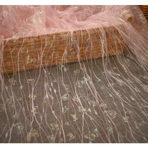 0.5Meter Printing Laser Butterfly Mesh Tulle Guipure Lace Fabric High Quality Bridal Dress Wedding Decoration Sewing Net Fabric