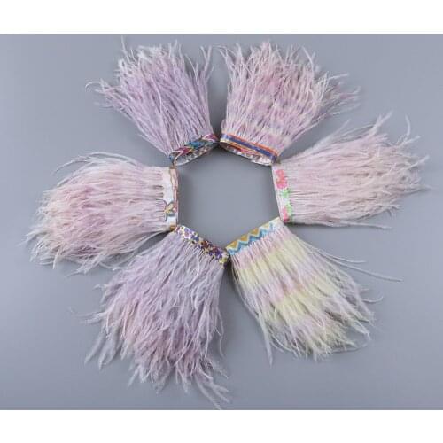 10 Meters Natural Ostrich Feathers Trim Fringe DIY Wedding Clothes Decoration Carnival Dress Sewing Accessory Dyed Plumes Crafts