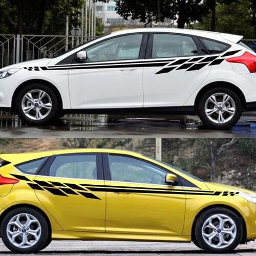 2pcs Car Racing Black 122 Long Stripe Graphics Side Body Vinyl DIY Car stickers and Decals Car Styling Accessories Automobiles