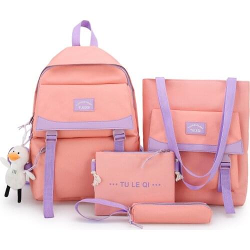 4 set School Bags for Teenage Girls Kids Children Student Backpack Travel Teen Shoulder Bag Child Schoolbag New Women backpack