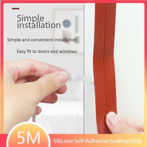 5M Seal StrippingWindproof Silicone Self-Adhesive Sealing Strip door and window Weather Floor Stickers