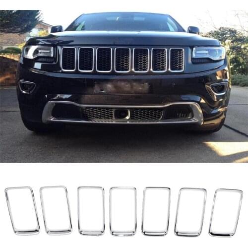 7PCS Front Grille Trims Chrome Front Bumper Grille Grill Insert Cover Trim ABS For Jeep Grand Cherokee 2014 2015 2016