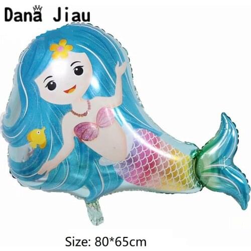 80*65cm Big Blue Mermaid Foil Balloons Birthday Party Baby Shower Decorations Balloon Wedding Toy Animal Priness Ball Supplies