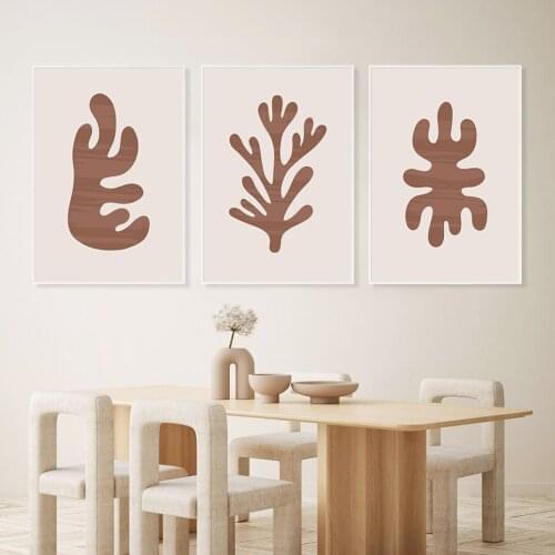 Abstract Brown Organic Textured Shapes Wall Art Matisse Decor Pictures Canvas Prints Modern Painting Living Room Decoration