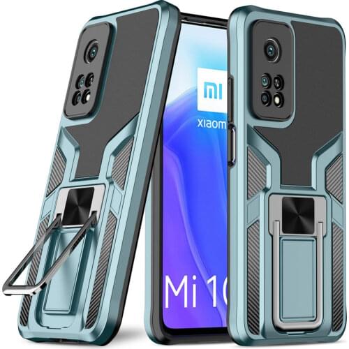 For Xiaomi Mi 10T Pro 5G Bumper Case Magnet Ring Holder Military Back Panel Mi 11 Lite Case Redmi Note 10 T T10 Mi10T 11i Funda