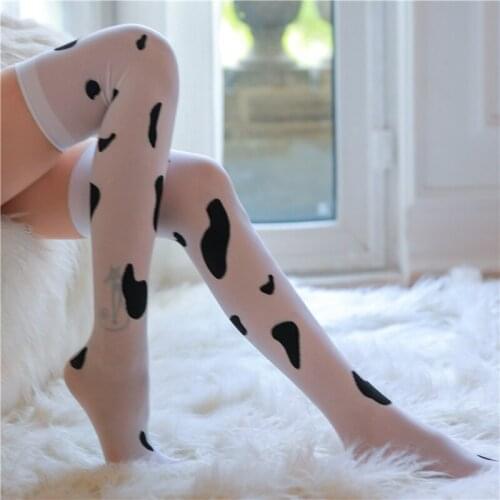 Cow Stockings Sexy Stocking Long Tube Milky White Socks High-Top Over-the-Knee Cosplay Underwear Exotic Apparel Sock for Women