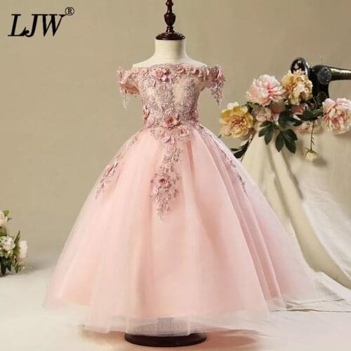 Kids Tulle princess Dress for Girls First feast Gorgeous Lace Ball Gown Baby Girl Dresses for Wedding Party Costumes 1-12