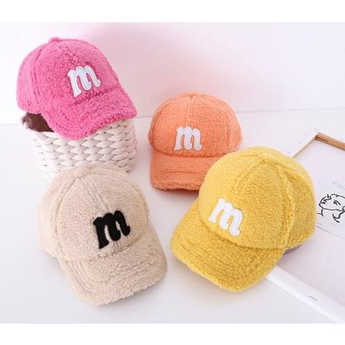 Doitbest 2020 winter Child Baseball Cap 2 to 6 Years old Lamb wool autumn M letter kids Hats Boy Girl Caps snapback hat