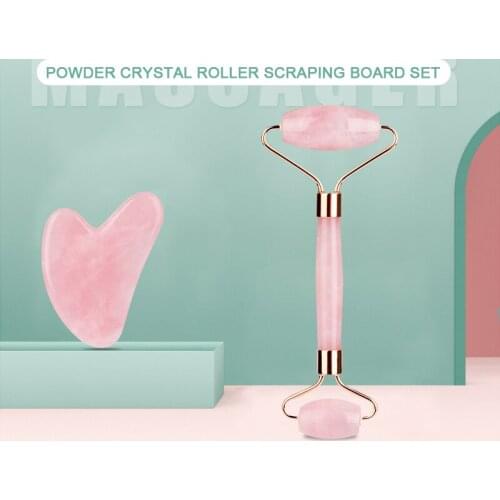 Guasha Board Jade Stone Face Rose Quartz Facial Massage Skin Relaxation Slimming Beauty Neck Health Care Thin Tool