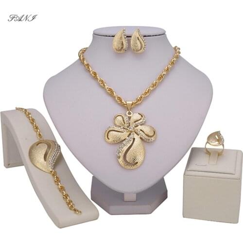 Fani 2018 fashion african beads brand jewelry sets Wedding woman accessories jewelry set wholesale women costumer design Jewelry