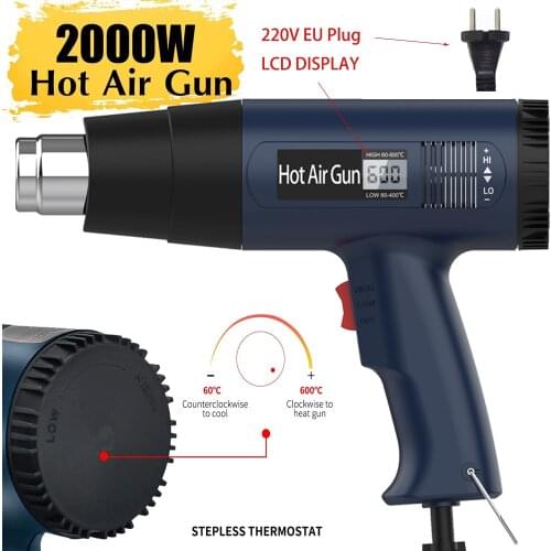 NEW 2000W Digital Heat Gun Hot Air Gun Kit 220V 4 Nozzles with Scraper Integrated Support Stable Ergonomic Remove Paint Varnish