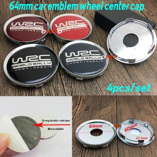 HOT SALE Car Styling 4pcs/set 64MM 6.4CM 2.52INCH Decoration WRC logo Car Emblem Wheel Center Cap Rim Covers Badge Wheel Hubcap