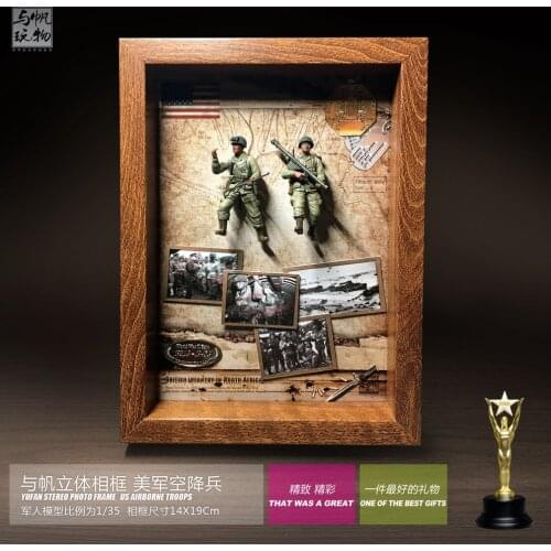YUFAN Model 1/3 US Airborne soldiers soldiers finished picture frame Decoration 14 * 19CM