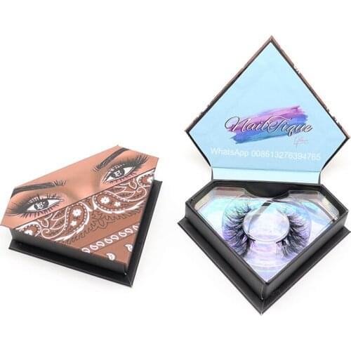 Custom Diamond Eyelash Empty Box Wholesale Mink Eyelashes With Packing 100% Handmade Real Mink Lashes Makeup Free Lash Tray