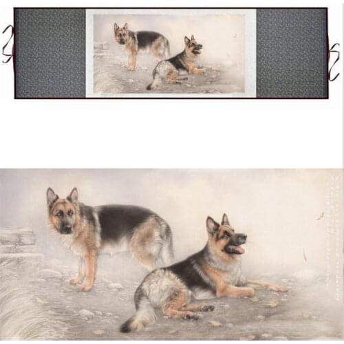 Dog silk art painting Chinese Art Painting Home Office Decoration Chinese dog painting dog picture