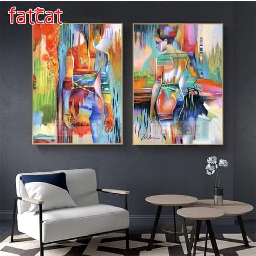 FATCAT 5d diy diamond painting color fantasy art abstract woman full square round diamond embroidery sexy girls decor AE1243