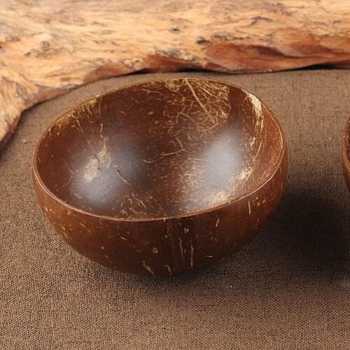 Creative Natureal Coconut Bowl Soup/Salad/Noodle Rice Bowls Wood Tableware Fruit Bowl Art Work Decoration