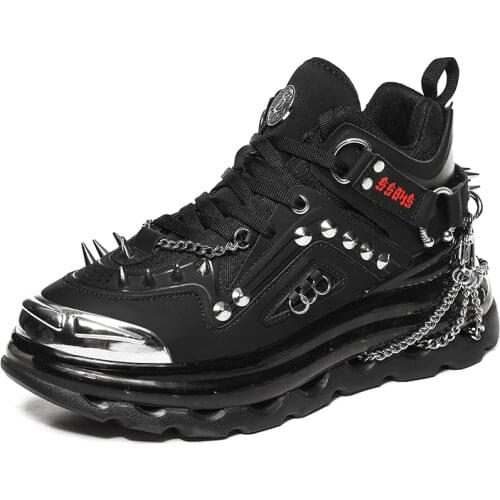 Sneakers Men High Quality Shoes Platform Shoes Male Brand Footwear Mens Casual Shoes Fashion Black Hanging Chain Nail Transport