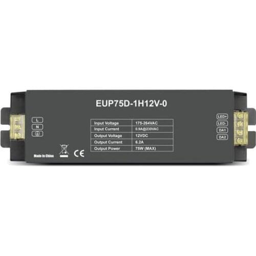 EUP75D-1H12V-0 Constant Voltage DALI Dimmer Decoder Series , 120-240VAC 6.2A *1 channel 75W DALI LED Controller