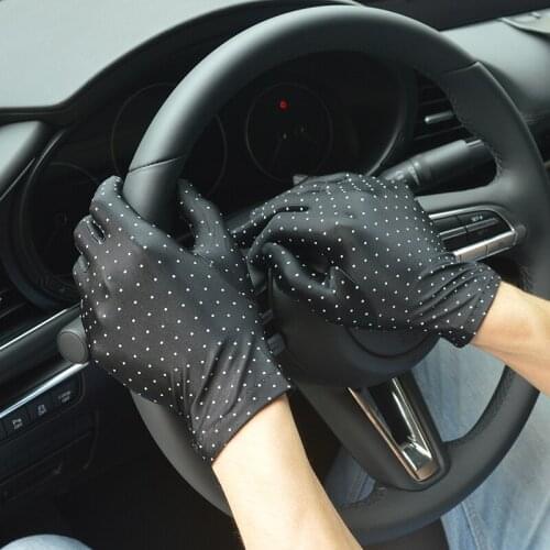 Summer Sexy Gloves Women With Sun Protection Anti-UV Short Driving Glove Autumn Elastic Thin Etiquette Mitten Black Gold Colour