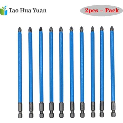 Hot 2pc S2 Anti Slip Magnetic Long Reach Electric Screwdriver Bits Set PH2 127mm 1/4 Hex Shank Single Side Reduces Tool Set AA