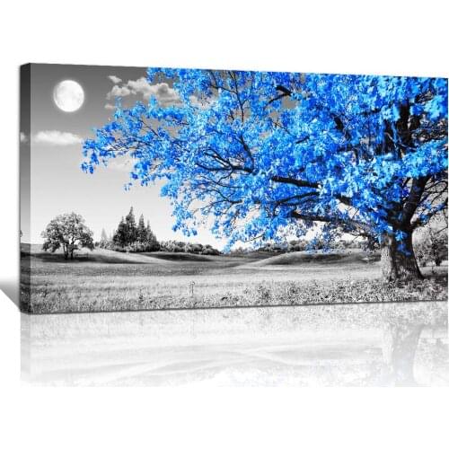 Wall art for living room Simple Life Blue moon tree landscape Abstract painting office Wall Art Decor Drop shipping
