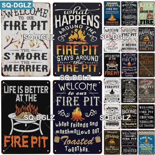 Fire Pit Vintage Metal Sign Tin Sign Vintage Decoration Plaque Home Wall Decor Bar Sign Home Decor Garden Outside Poster