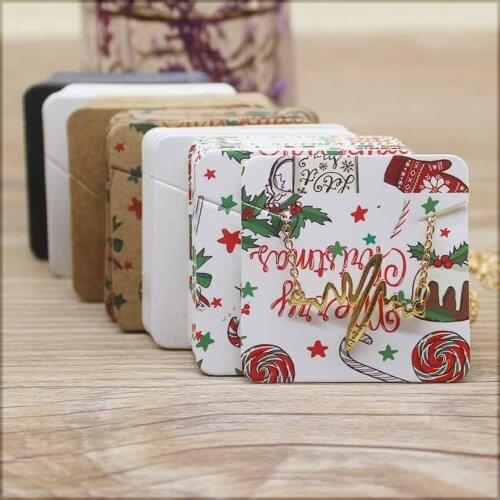 5*5cm Fashion Jewelry Display Necklace charms package card 50pc marbling Merry christmas style pendant display tag card