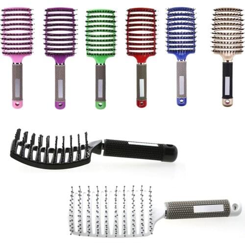 Hair Scalp Massage Comb Hairbrush Bristle Nylon Women Wet Curly Detangle Hair Brush for Salon Hairdressing Styling Tools