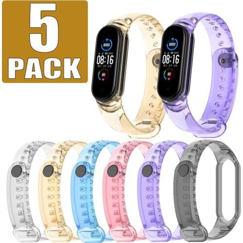 5 Pack Wrist band For Xiaomi Mi Band 6 5 Smart band Discolor Silicone Bracelet Correa For Xiaomi MiBand 4 3 Strap Watchband