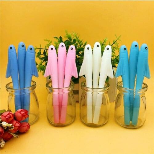 48pcs creative little fish magic easy erasable pen student rub hot wipe modeling neutral pen school hot stationery