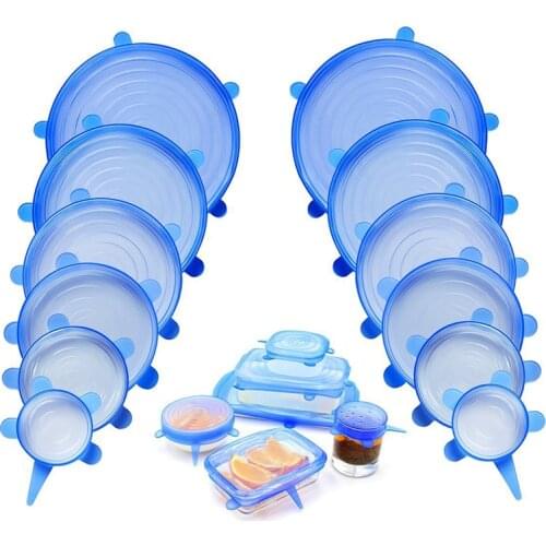 6PCS Silicone Cover Stretch Lids Reusable Airtight Food Wrap Covers Keeping Fresh Seal Bowl Stretchy Wrap Cover Kitchen Cookware