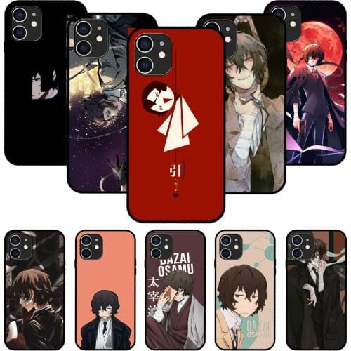 For iPhone 11 12 8 Plus Mini Pro X XR XS Max 4 5 7 6 6S 8 SE Phone Case Black Cover Shell Silicone Bungou Stray Dogs