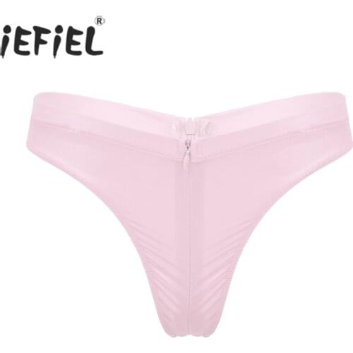 Womens Female Lingerie Intimates Panties See-Through Invisible Briefs Low Rise Zipper Crotchless Thong Underwear Underpants