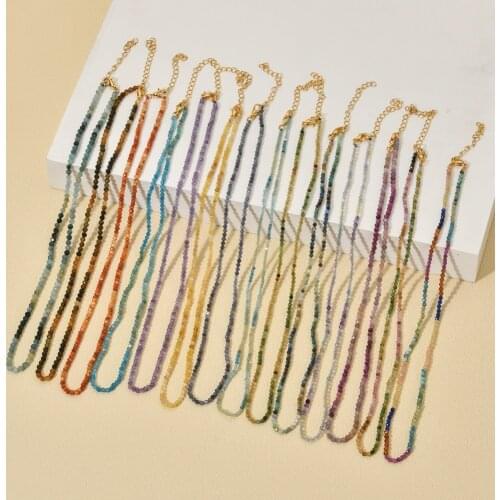 ZMZY Multicolor Cute Choker Faceted Beads Necklace Natural Stones Filled Collier Femme Women Boho Necklace Statement Jewelry