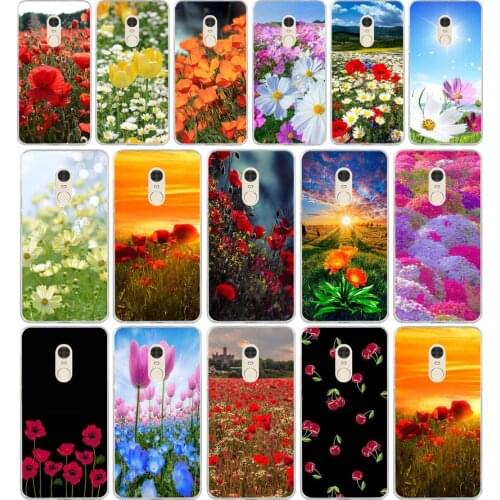 005FG Red Poppies On Black Style Soft Silicone Tpu Cover phone Case for xiaomi redmi 7 7a note 4A 4X 6 Pro 6A 7