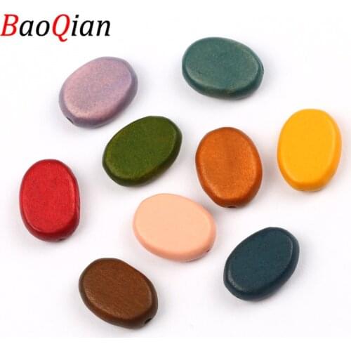 10pcs/lot Natural Wood Beads 18x14mm Multicolor Oval Loose Spacing Beads Jewelry Making Diy Necklace Bracelet Accessories