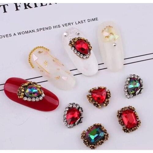 100pcs/lot Metal Rhinestones Wholesale Nail Art Decoration 3D Nail Art Studs Charm Alloy Gems Jewelry DIY Glitter Rhinestone