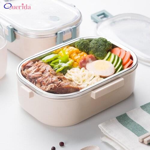1000ml Portable Japanese Lunch Box Stainless Steel Kids Bento Box with Cover Leakproof Seal Student School Office Food Container