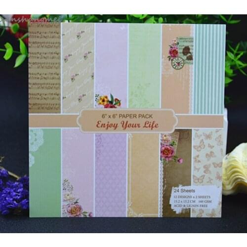 24pcs 6" Single-side creative papercraft art paper handmade scrapbooking kit set books SH128